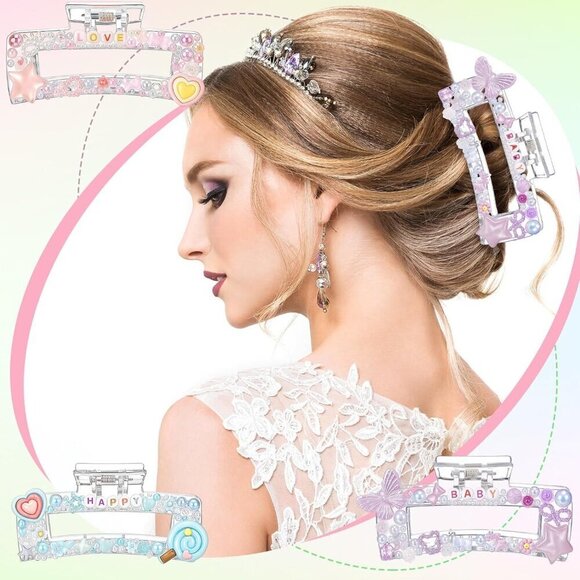DIY Hair Clip Kit Acrylic Rhinestones Pearls Clips for Craft Party Supplies main image 5